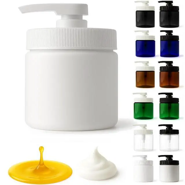 Main image of Royal Massage 16oz Massage Oil/Lotion/Cream Pump Jar with Locking Twist Top (White/White, 1)