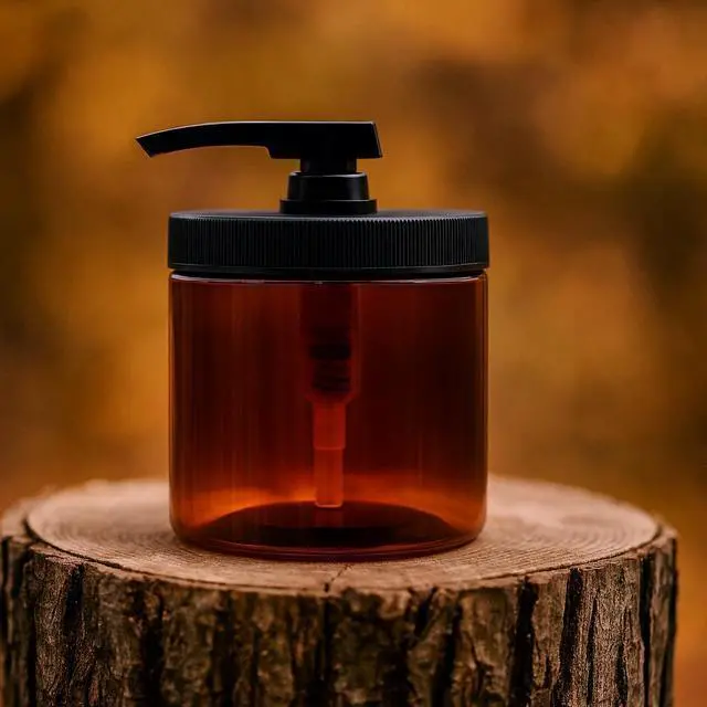 Alt view image 3 of 7 - Royal Massage 16oz Massage Oil/Lotion/Cream Pump Jar with Locking Twist Top (Amber/Black, 1)