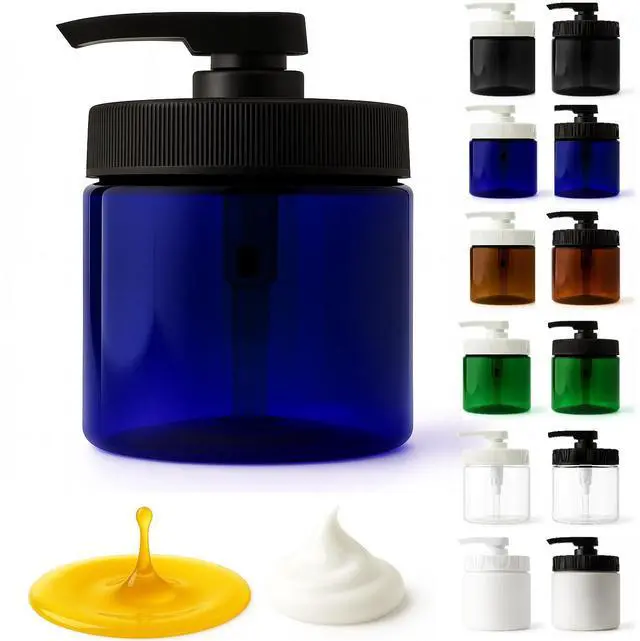 Main image of Royal Massage 16oz Massage Oil/Lotion/Cream Pump Jar with Locking Twist Top (Blue/Black, 1)