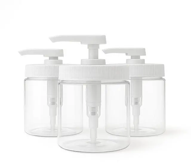 Main image of Royal Massage 16oz Massage Oil/Lotion/Cream Pump Jar with Locking Twist Top (Clear/White, 3)