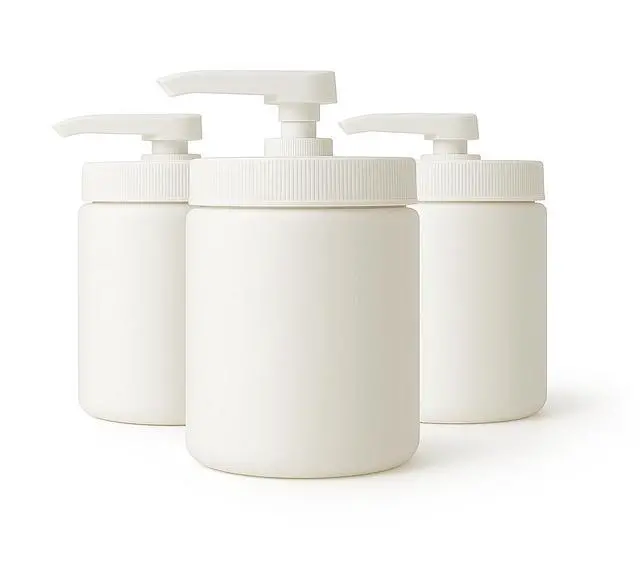 Main image of Royal Massage 16oz Massage Oil/Lotion/Cream Pump Jar with Locking Twist Top (White/White, 3)