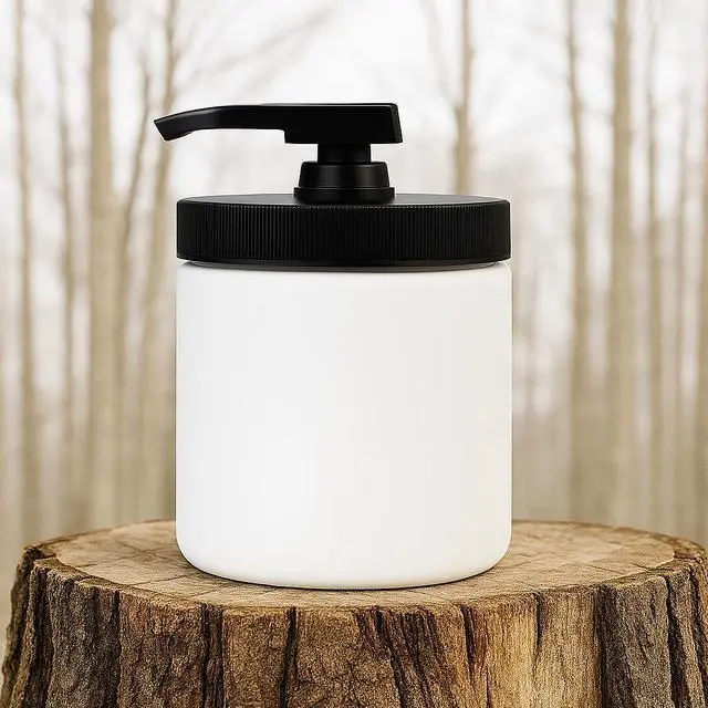 Alt view image 3 of 7 - Royal Massage 16oz Massage Oil/Lotion/Cream Pump Jar with Locking Twist Top (White/Black, 3)