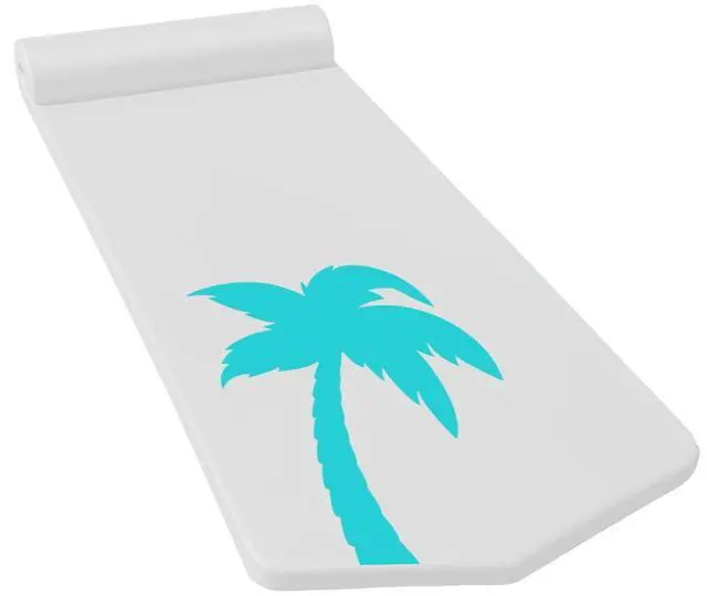 Alt view image 4 of 7 - California Sun Luxury Vinyl-Dipped Pool Float with Built-in Pillow  Soft Closed-Cell Foam Lounger for Adults, Unsinkable Water Mat (White Palm Tree)