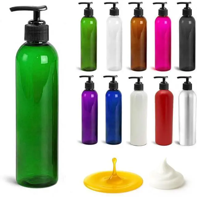 Main image of Royal Massage 8oz Bullet Round Massage Oil/Lotion/Liquid Bottle with Saddle Pump (Green, 1)