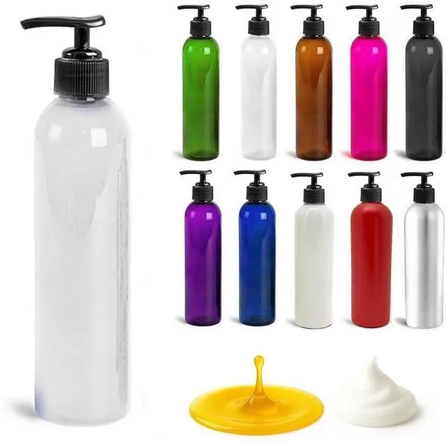 Main image of Royal Massage 8oz Bullet Round Massage Oil/Lotion/Liquid Bottle with Saddle Pump (Clear, 1)