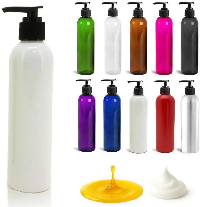 Main image of Royal Massage 8oz Bullet Round Massage Oil/Lotion/Liquid Bottle with Saddle Pump (White, 1)