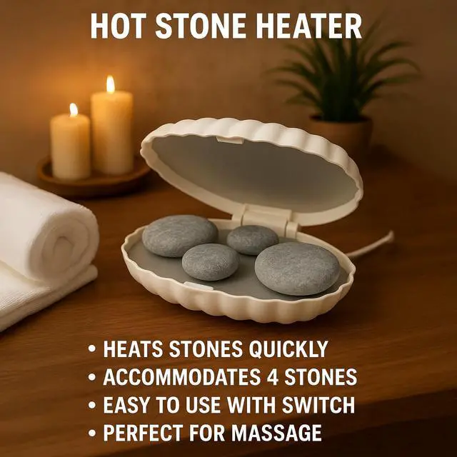 Alt view image 4 of 7 - Royal Massage Clamshell Hot Stone Heater w/4 Hot Rocks