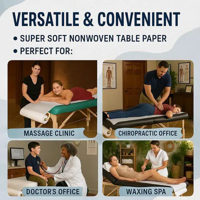 Alt view image 4 of 7 - Royal Massage Ultra-Soft Non-Woven 23.5 in Wide Disposable Massage Table Cover Rolls (100 Meters - 4 Roll Pack)