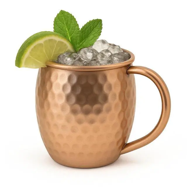 Alt view image 2 of 7 - Modern Home Handmade 16oz Solid Copper Mule Mug  Barrel Shaped Mug with Copper Handle & Hammered Texture (Set of 2)