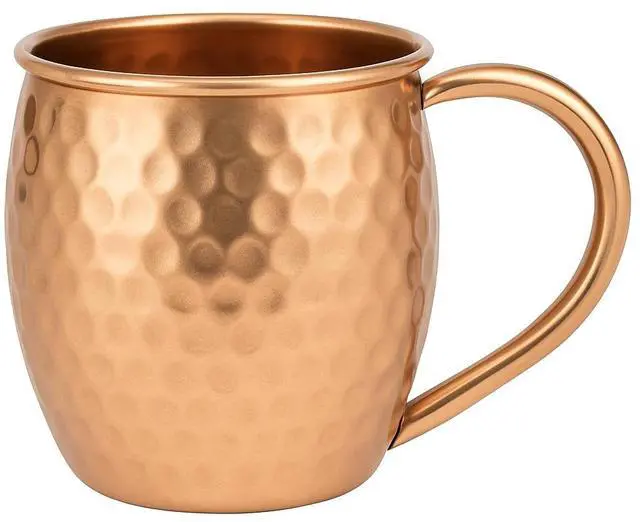 Alt view image 3 of 7 - Modern Home Handmade 16oz Solid Copper Mule Mug  Barrel Shaped Mug with Copper Handle & Hammered Texture (Set of 2)