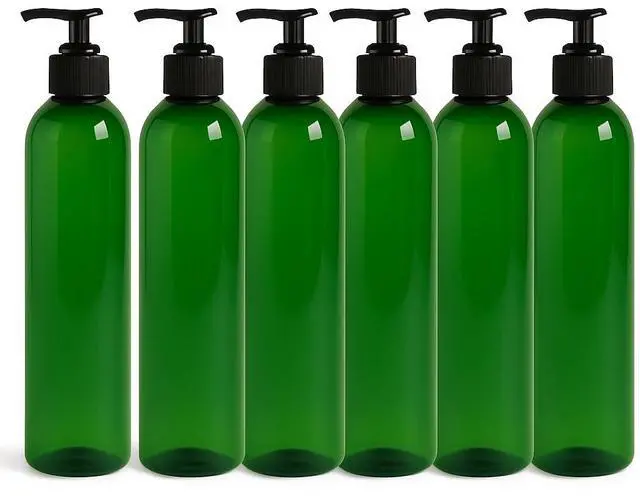 Main image of Royal Massage 8oz Bullet Round Massage Oil/Lotion/Liquid Bottle with Saddle Pump (Green, 6)