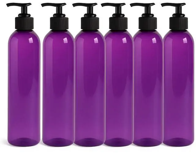 Main image of Royal Massage 8oz Bullet Round Massage Oil/Lotion/Liquid Bottle with Saddle Pump (Purple, 6)