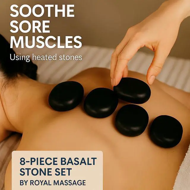 Alt view image 4 of 7 - Royal Massage 6pc Large Basalt Hot Stone Set B
