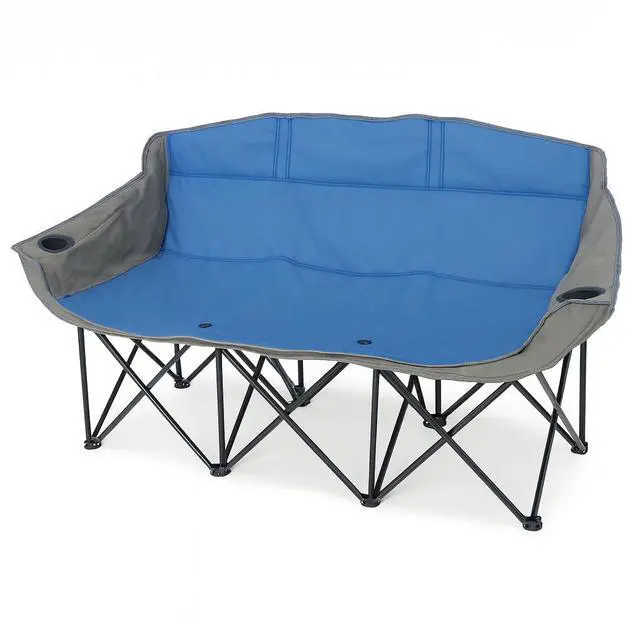 Main image of GoTEAM! 3 Seat Portable Folding Bench/Couch - Blue/Gray