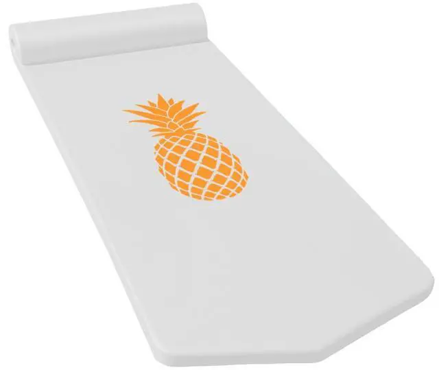 Alt view image 4 of 7 - California Sun Luxury Vinyl-Dipped Pool Float with Built-in Pillow  Soft Closed-Cell Foam Lounger for Adults, Unsinkable Water Mat (White Pineapple)