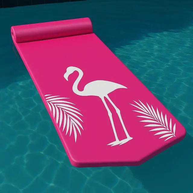 Main image of California Sun Luxury Vinyl-Dipped Pool Float with Built-in Pillow  Soft Closed-Cell Foam Lounger for Adults, Unsinkable Water Mat (Pink Flamingo)