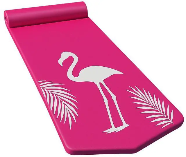 Alt view image 2 of 7 - California Sun Luxury Vinyl-Dipped Pool Float with Built-in Pillow  Soft Closed-Cell Foam Lounger for Adults, Unsinkable Water Mat (Pink Flamingo)