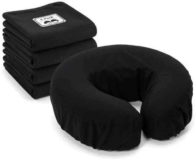 Main image of Royal Massage Flannel Face Rest Covers  Ultra Soft Cotton Elastic Fit for Massage Table Cushions  Machine Washable 4 Pack (Black)