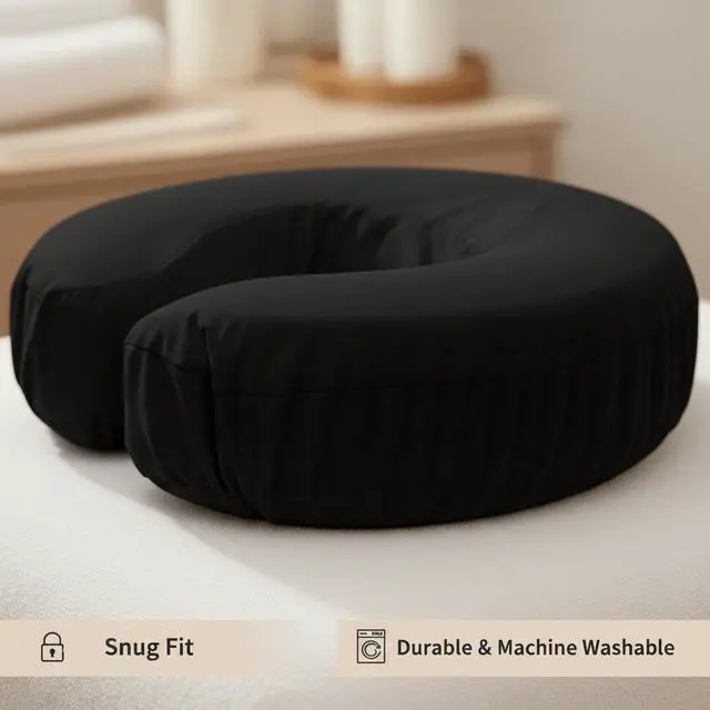 Alt view image 3 of 7 - Royal Massage Flannel Face Rest Covers  Ultra Soft Cotton Elastic Fit for Massage Table Cushions  Machine Washable 4 Pack (Black)