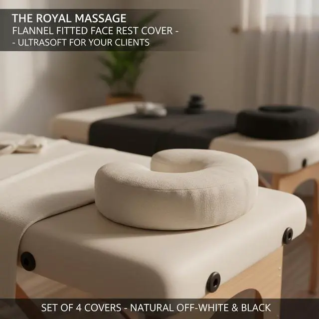 Alt view image 7 of 7 - Royal Massage Flannel Face Rest Covers  Ultra Soft Cotton Elastic Fit for Massage Table Cushions  Machine Washable 4 Pack (Black)