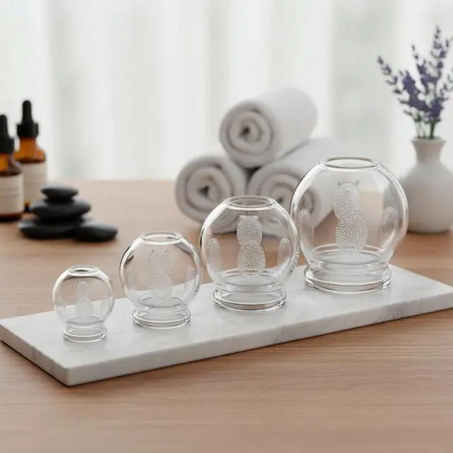 Alt view image 7 of 7 - Royal Massage Glass Fire Cupping Jars Thick Glass Cupping Set 4 Sizes Vacuum Cupping Glass Fire Cupping Jars with Finger Grips (4 Pieces)
