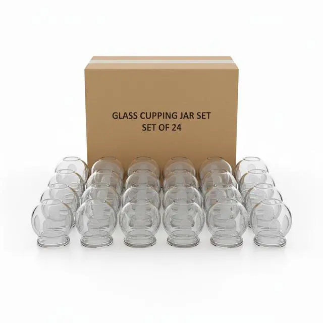 Main image of Royal Massage Fire Cupping Glass Jars  Traditional Chinese Therapy Massage & Acupuncture Vacuum Pressure Cups  Durable Thick Glass for Professional or Home Use (#2 - Set of 24)