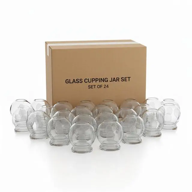 Main image of Royal Massage Fire Cupping Glass Jars  Traditional Chinese Therapy Massage & Acupuncture Vacuum Pressure Cups  Durable Thick Glass for Professional or Home Use