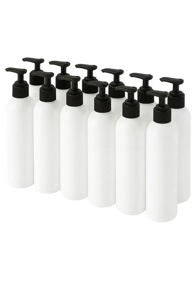Main image of Royal Massage 8oz Bullet Round Massage Oil/Lotion/Liquid Bottle with Saddle Pump (White, 12)