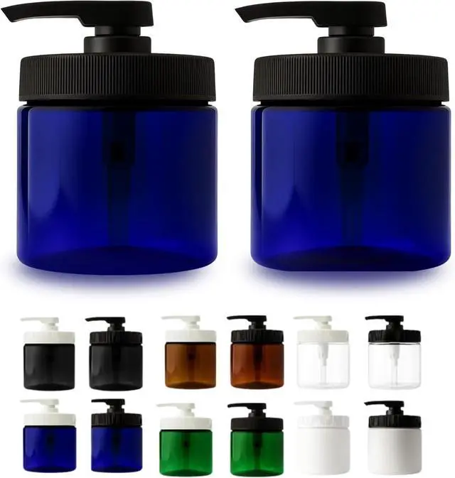 Main image of Royal Massage 16oz Massage Oil/Lotion/Cream Pump Jar with Locking Twist Top (Blue/Black, 2)