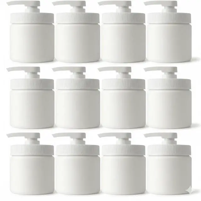 Main image of Royal Massage 16oz Massage Oil/Lotion/Cream Pump Jar with Locking Twist Top (White/White, 12)