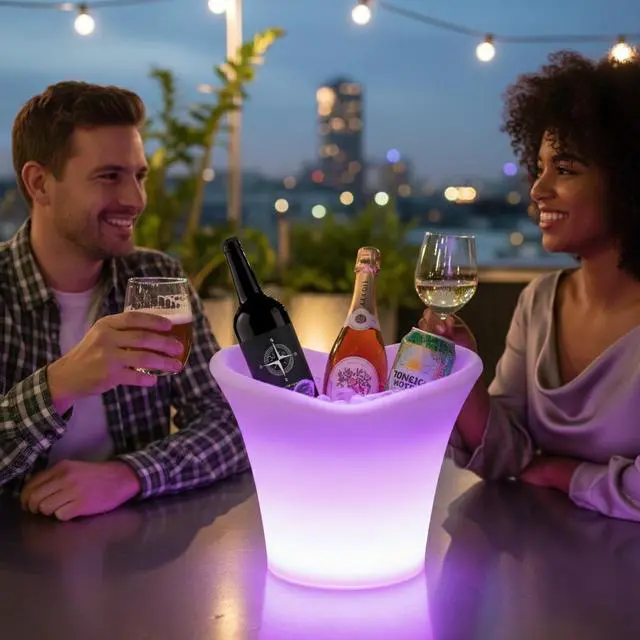 Alt view image 2 of 7 - Modern Home LED Glowing Ice Bucket w/Infrared Remote Control