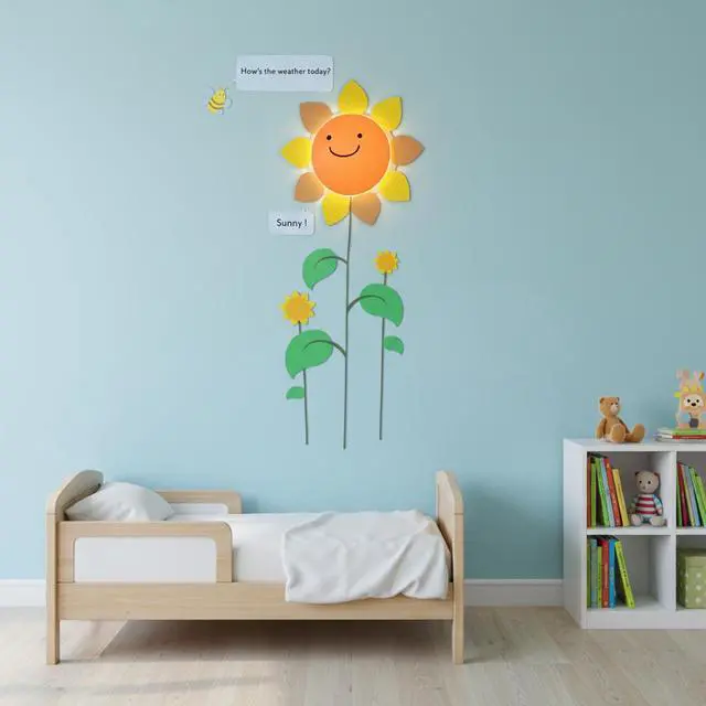 Alt view image 3 of 7 - Modern Home 3D Bear Night Light & Growth Chart Wall Decal: Battery Operated LED Lamp & Animal Height Ruler for Nursery Decor