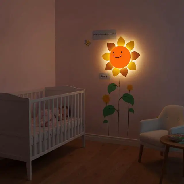 Alt view image 2 of 7 - Modern Home 3D Bear Night Light & Growth Chart Wall Decal: Battery Operated LED Lamp & Animal Height Ruler for Nursery Decor