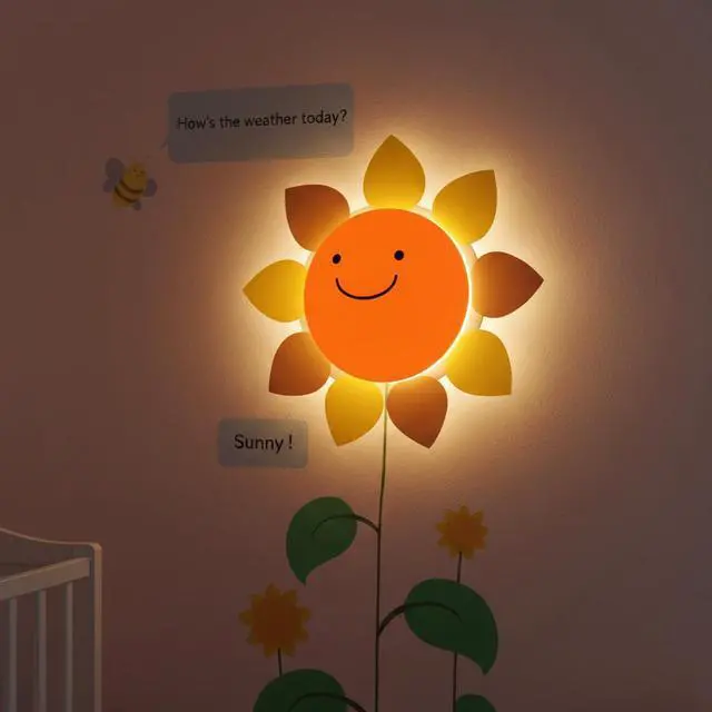 Main image of Modern Home 3D Bear Night Light & Growth Chart Wall Decal: Battery Operated LED Lamp & Animal Height Ruler for Nursery Decor