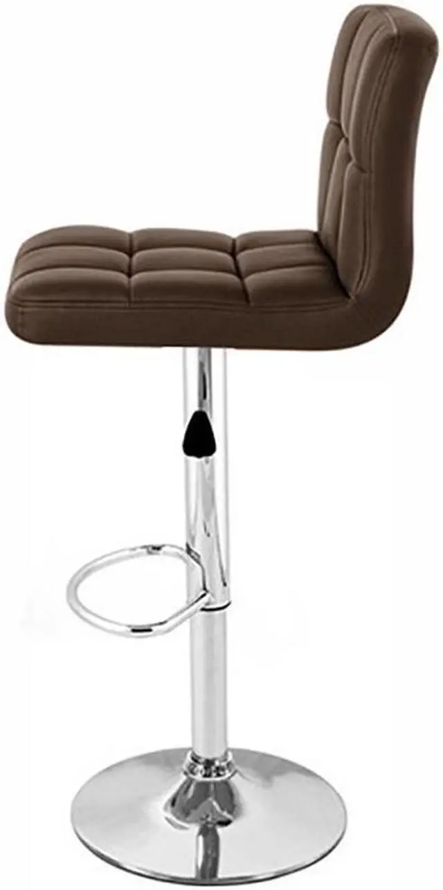 Alt view image 2 of 7 - Set of 4 Modern Home Boris Contemporary Adjustable Height Bar/Counter Stool - Chrome Base/Footrest Barstool (Coffee Brown)