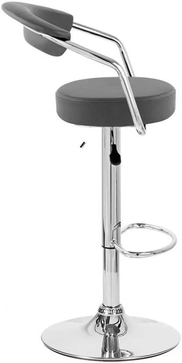 Alt view image 2 of 6 - Set of 4 Zool Contemporary Adjustable Faux Leather Barstool - Black Licorice