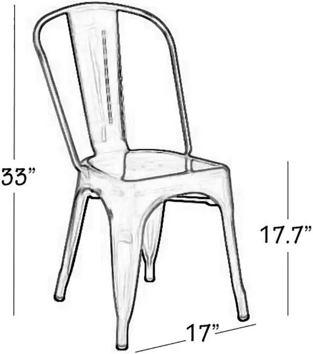 Alt view image 2 of 2 - Cassandra Contemporary Steel Stackable Tolix-Style Dining Chair - Matte Silver
