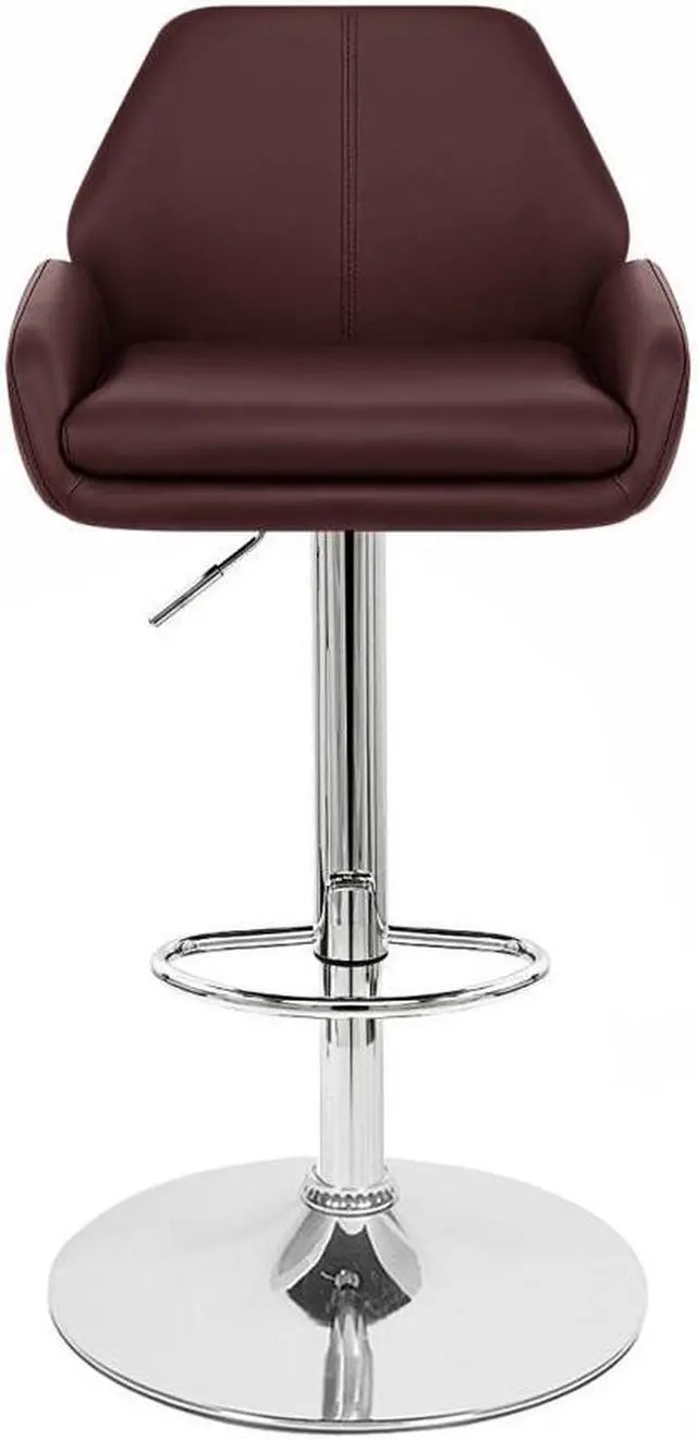 Alt view image 4 of 6 - Set of 2 Modern Home Tesla "Leather" Contemporary Adjustable Height Counter/Bar Stool (Espresso)
