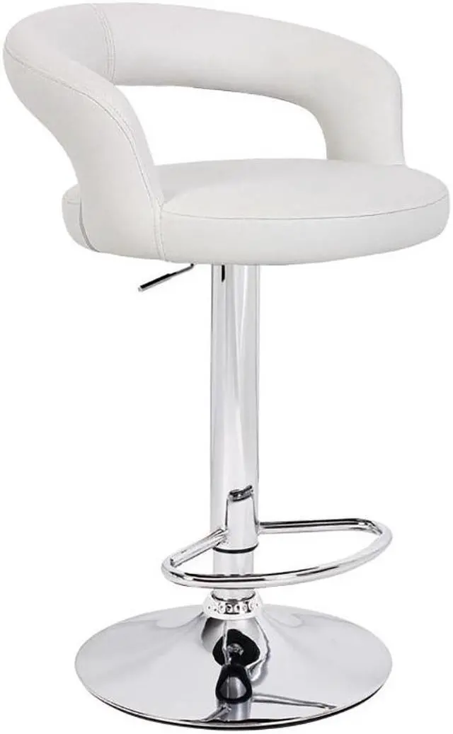 Main image of Modern Home Halo "Leather" Contemporary Adjustable Height Counter/Bar Stool (Vanilla White)