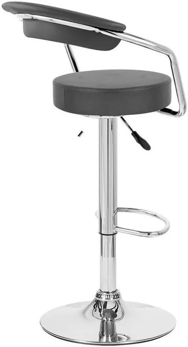 Alt view image 3 of 6 - Set of 4 Zool Contemporary Adjustable Faux Leather Barstool - Black Licorice