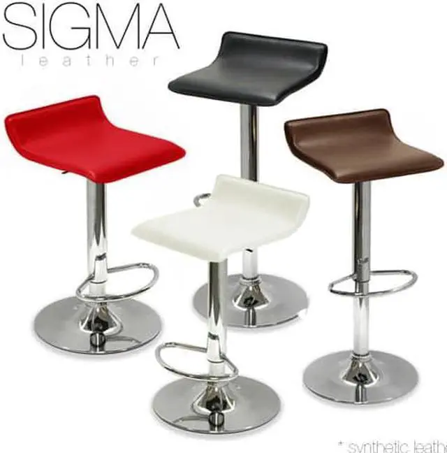Alt view image 8 of 14 - Sigma Contemporary "Leather" Adjustable Barstool - Black Licorice
