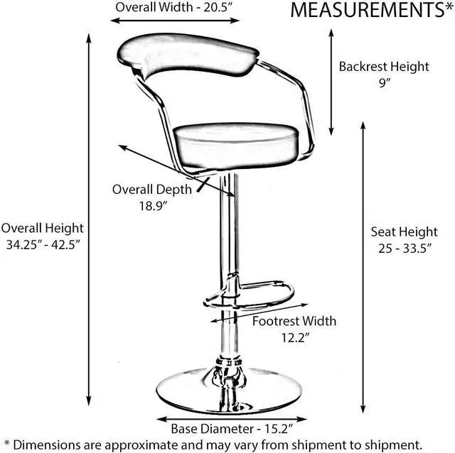 Alt view image 6 of 6 - Set of 4 Zool Contemporary Adjustable Faux Leather Barstool - Black Licorice
