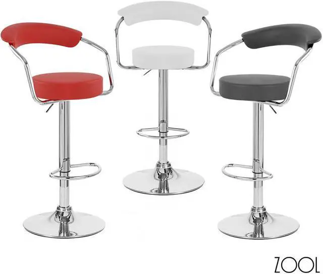 Alt view image 5 of 6 - Set of 4 Zool Contemporary Adjustable Faux Leather Barstool - Black Licorice