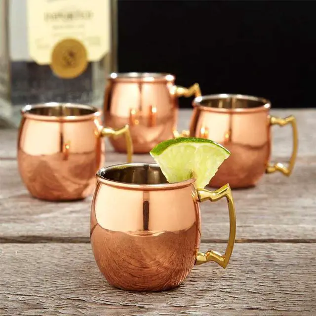 Alt view image 3 of 7 - Modern Home Handmade 16oz Solid Copper Mule Mug  Barrel Shaped Mug with Brass Handle & Smooth Texture (Single)