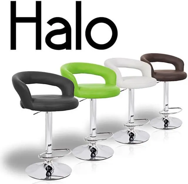 Alt view image 3 of 4 - Modern Home Halo "Leather" Contemporary Adjustable Height Counter/Bar Stool (Vanilla White)