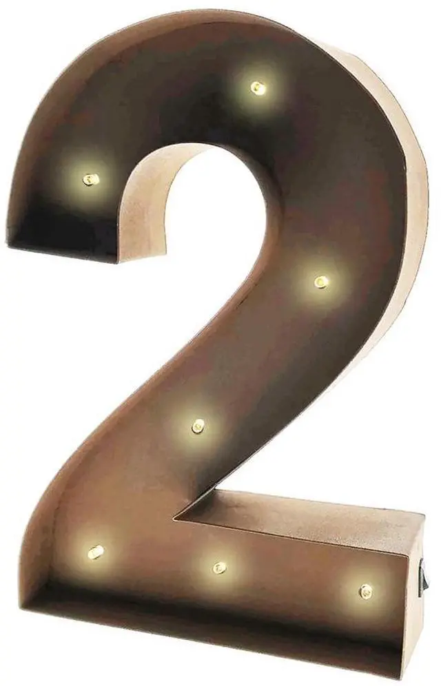 Main image of Rustic Vintage 11" Decorative LED Light Glow Letters - Number 2
