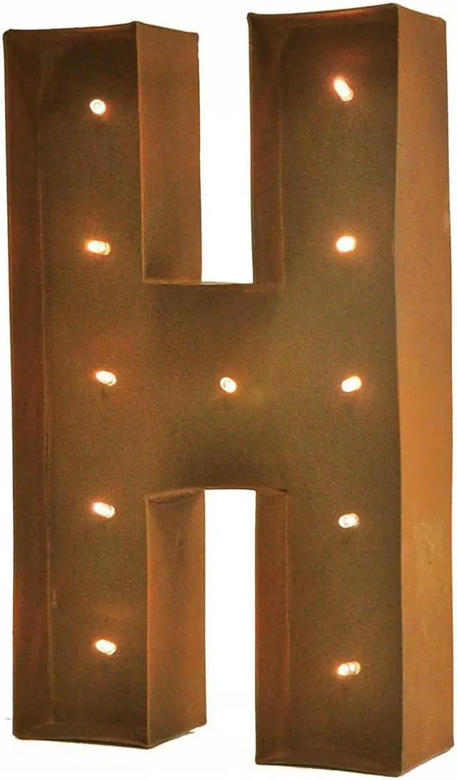 Main image of Rustic Vintage 11" Decorative LED Light Glow Letters - Letter H