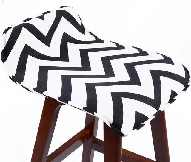 Alt view image 2 of 4 - Stanton Lo-Back Contemporary Wood/Fabric Barstool - Black/White Chevron