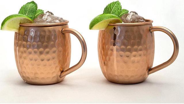 100% Copper Moscow Mule Mugs (Hammered - 16 Ounces - Set of 2)