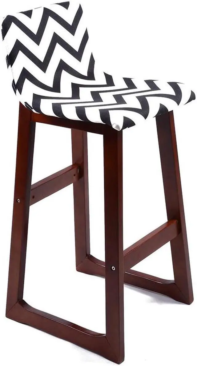 Main image of Set of 2 Chelsea Contemporary Wood/Fabric Barstool - Black/White Chevron